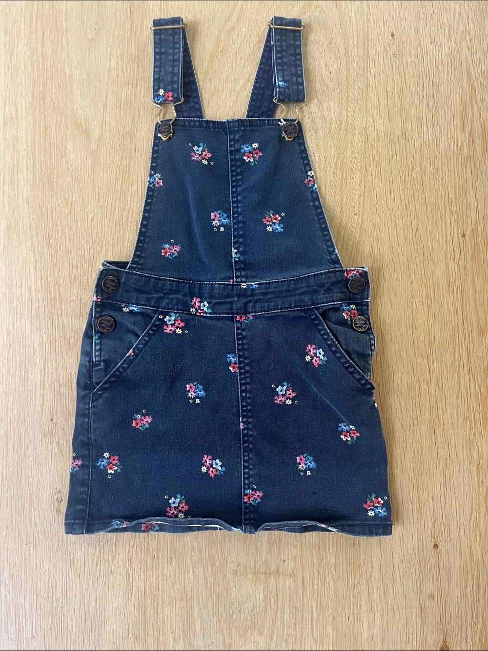 H&M Girl's Navy Floral Denim Overall Skirt